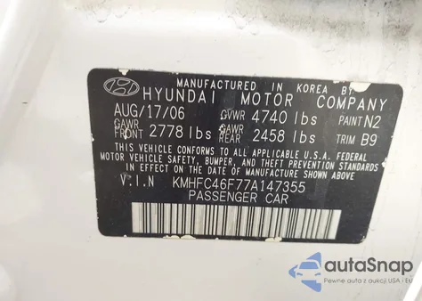2007 Hyundai Azera Limited/Se из США, поврежденный, VIN KMHFC46F77A147355